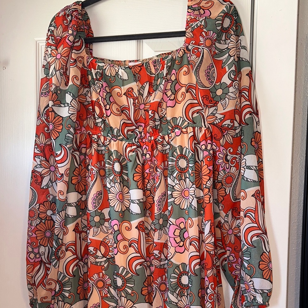 Pink Lily Multicolor Floral Long Sleeve Dress - Picture 4 of 6